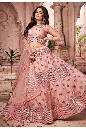 Peach net lehenga choli 1093