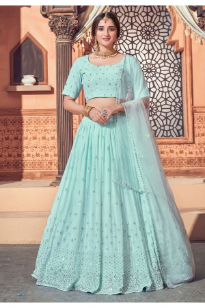 Sky blue georgette sequins work lehenga choli 1722