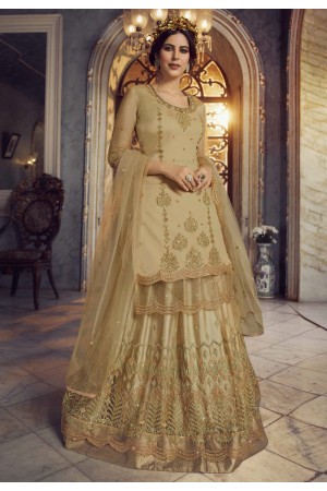 Beige georgette indo western lehenga choli 23026