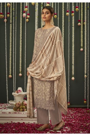 Brown cotton silk kameez with palazzo 3721