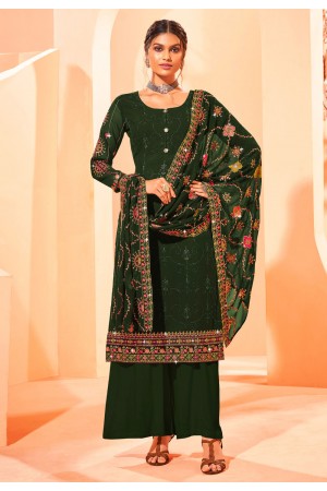 Green georgette palazzo suit 844
