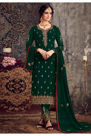 Green georgette pant style suit 148076