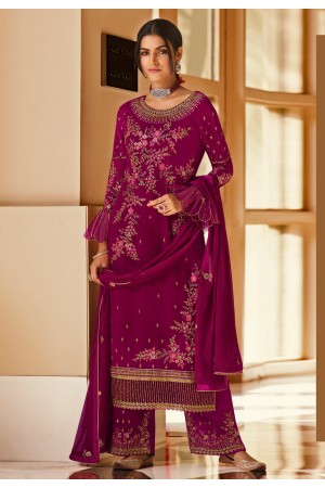 Magenta georgette palazzo suit 522