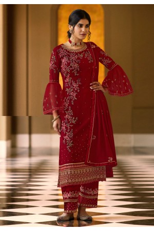 Maroon georgette kameez with palazzo 525