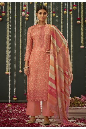 Pink cotton silk kameez with palazzo 3719