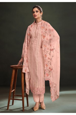 Pink muslin pant style suit 1120