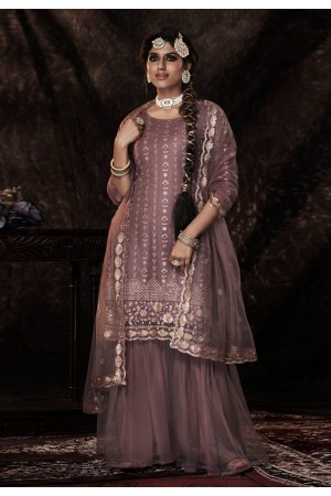 Pink soft net sequence sharara suit 14006