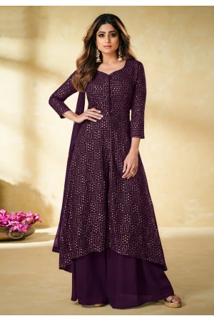 Shamita shetty purple sequins work salwar kameez 9179