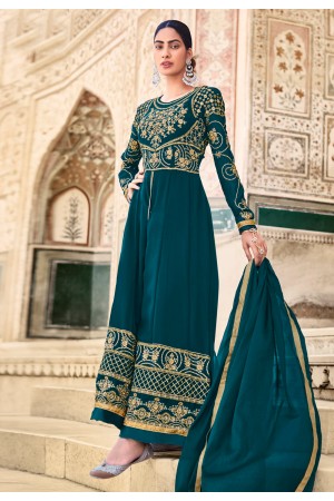 Teal faux georgette anarkali suit 1004