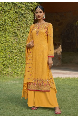 Yellow georgette palazzo suit 782