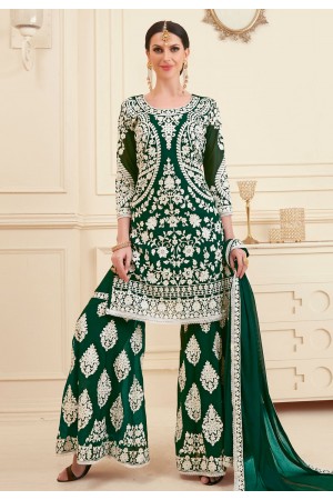 green georgette sharara style suit 28001