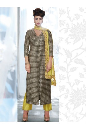 Grey and Liril green color georgette wedding wear salwar kameez