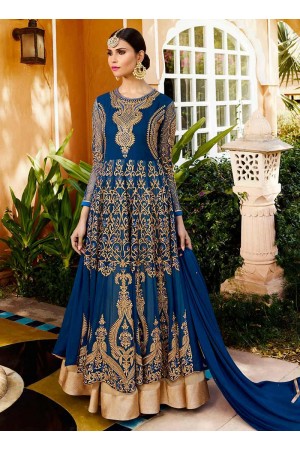 Blue georgette party wear anarkali 11006