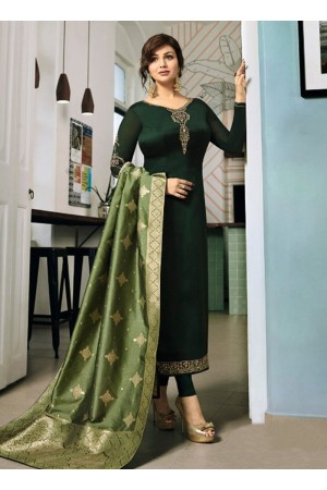Ayesha Takia Green color satin georgette straight cut Indian wedding salwar kameez 22123