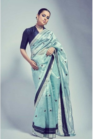 Bollywood Kangana Ranautt Inspired Ice blue silk saree