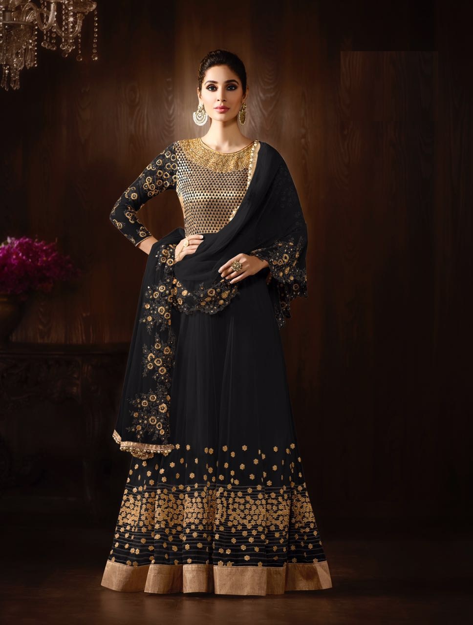 black party wear anarkali