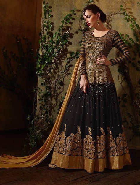 black suit golden salwar