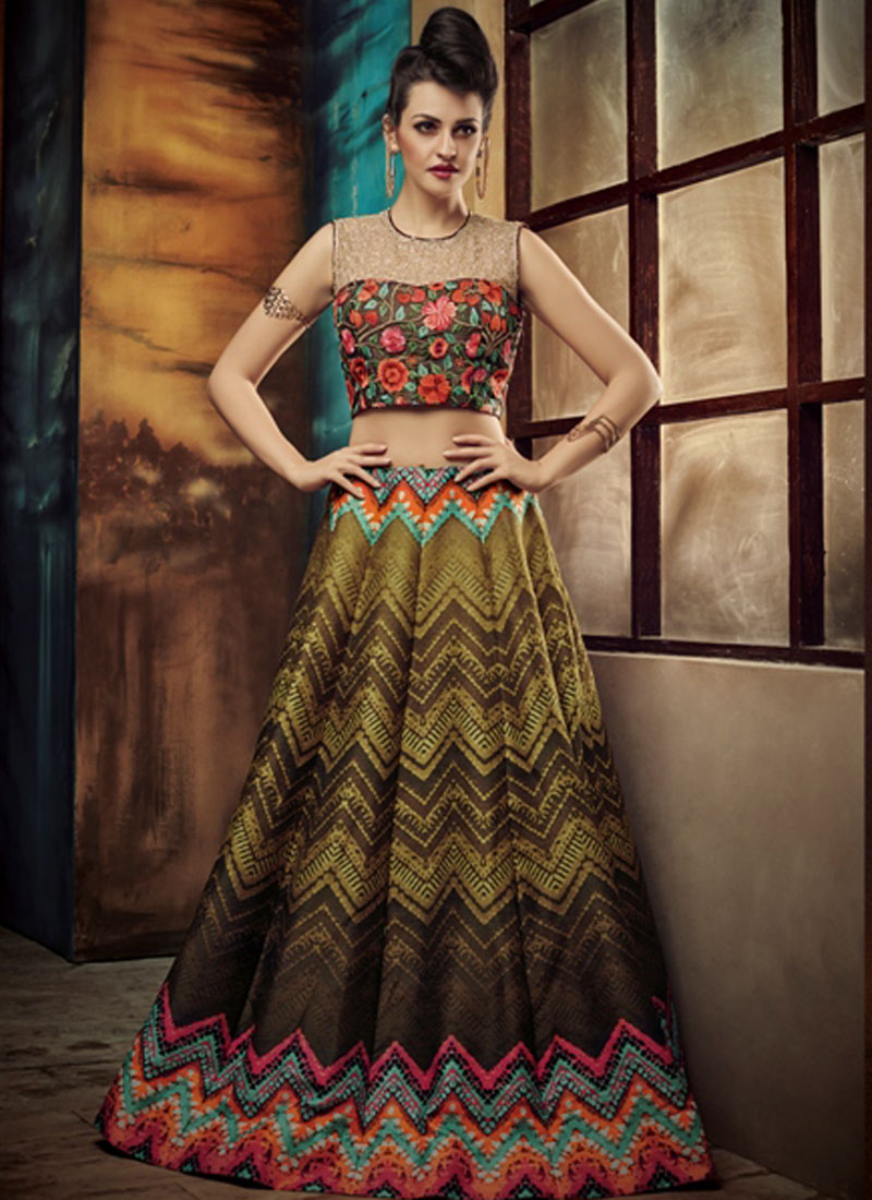 party wear green lehenga