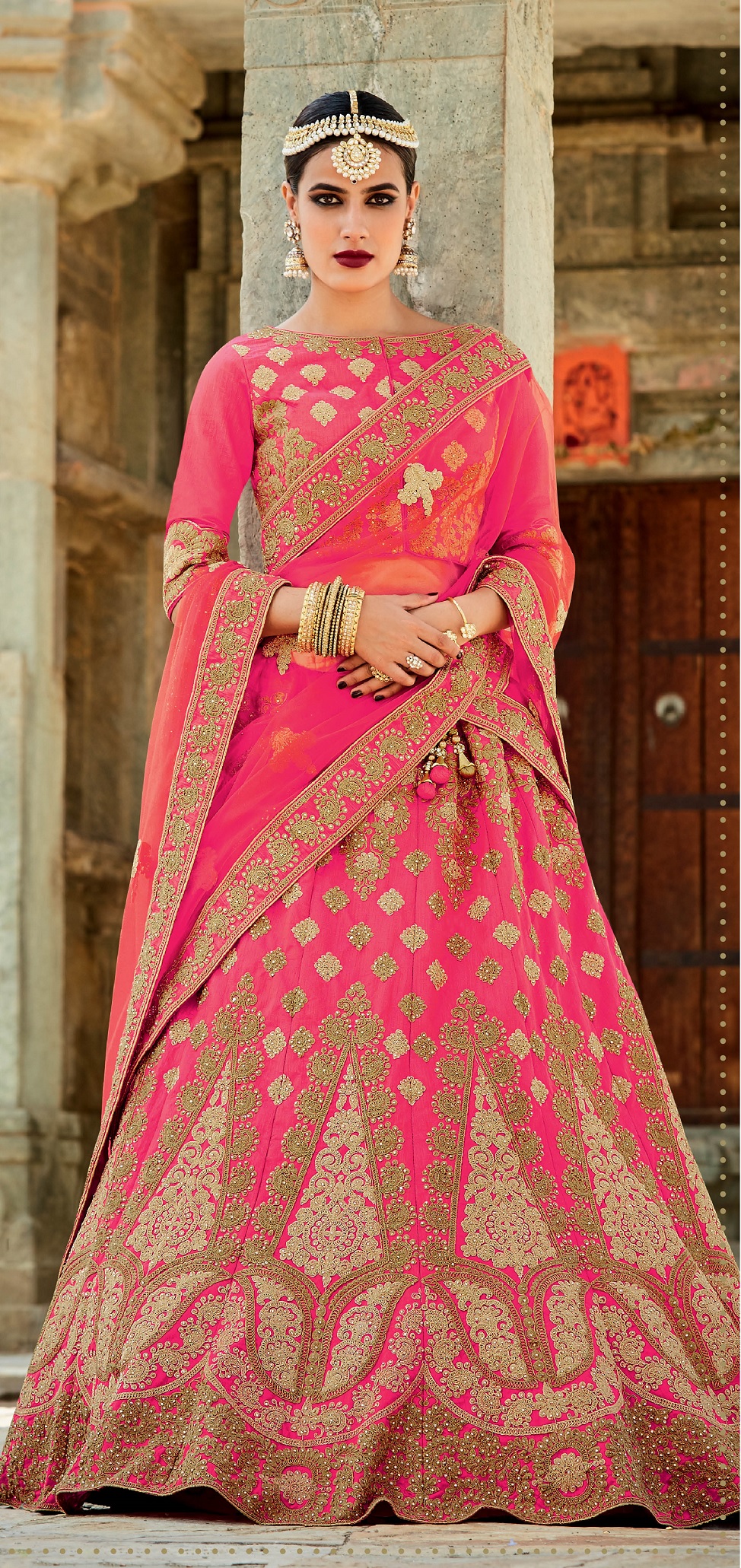 pink colour bridal lehenga images