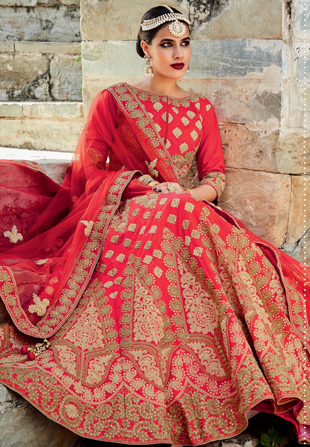 Buy Red color silk bridal lehenga choli in UK, USA and Canada