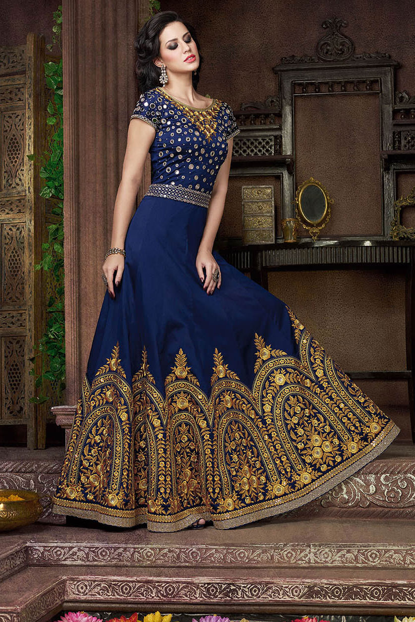 mirror work anarkali suit