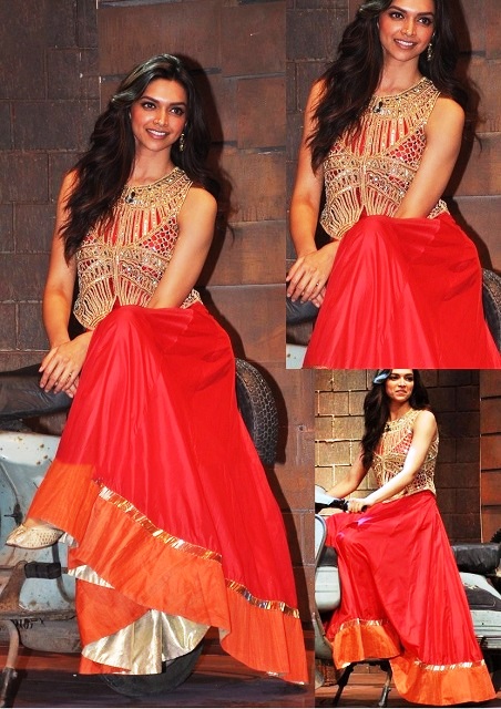 deepika padukone in red lehenga