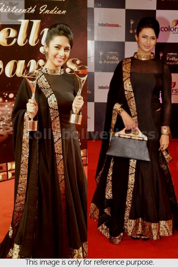 Bollywood Style Divyanka Tripathi pure Georgette lehenga in black color