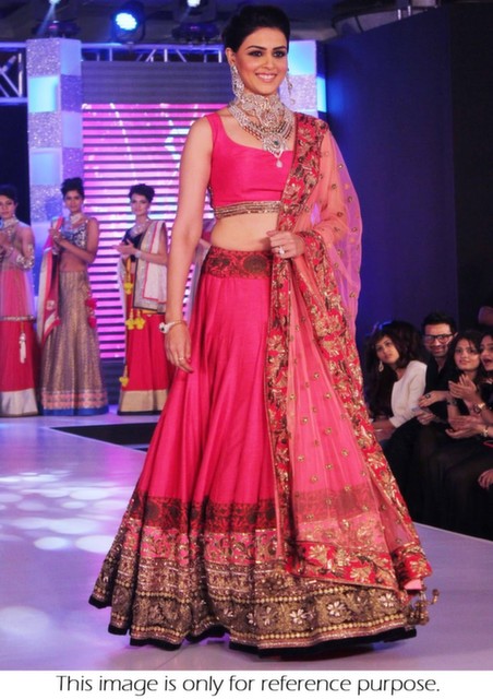 Bollywood Style Genelia Bridal week net lehenga in pink color