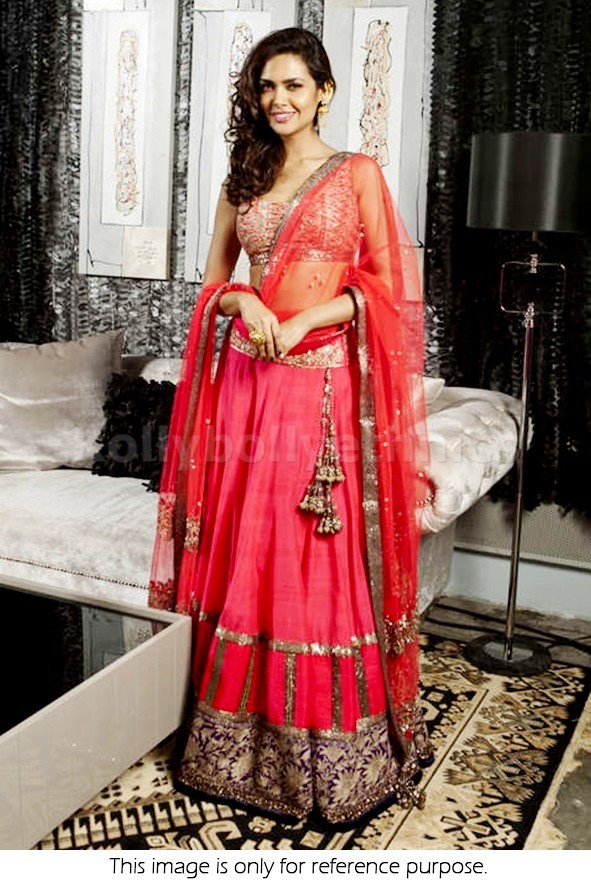 Bollywood Style Esha gupta Net and Silk Georgette lehenga in Pink color
