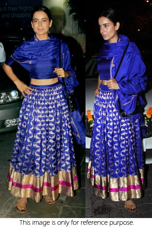 Bollywood Style Kangana Ranaut silk lehenga choli in blue color