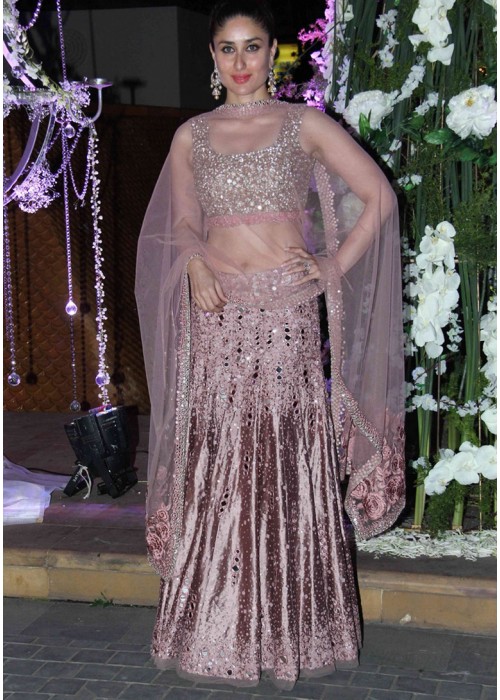 Bollywood Style Kareena Kapoor'si silk lehenga choli in Onion Pink color