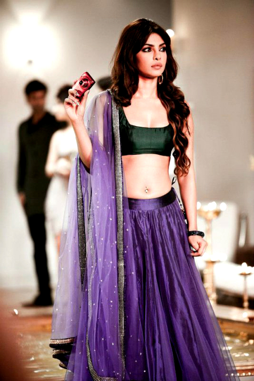 Bollywood Style Priyanka chopra net lehenga in purple color