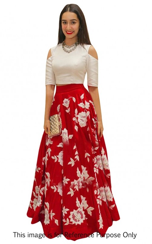 Buy Bollywood Style Shraddha das red color bangalori silk lehenga choli in UK, USA and Canada