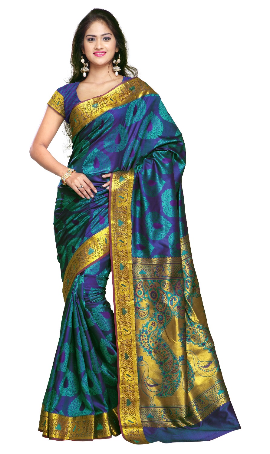 Traditional Wedding Usa Designer Paithani Pallu Art Saree Rama Green - Traditional Wedding Usa