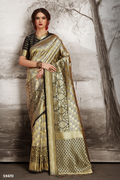 grey Kanjeevaram Silk party wear saree 59470