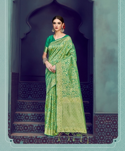 Green Banarasi Silk party wear saree 55430