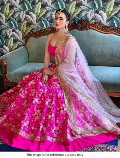 Bollywood Sana Khan Inspired Pink wedding Lehenga
