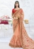 Peach net embroidered saree with blouse 2793