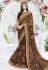 Brown net embroidered festival wear saree 2792