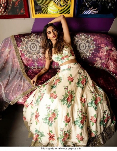 Bollywood model cream floral sequins lehenga choli