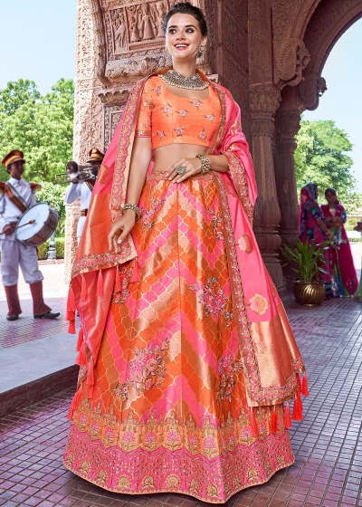 Multicolor Silk Jacquard Traditional Lehenga Choli 2716