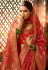 Red viscose embroidered festival wear saree 5601