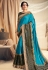 Aqua satin silk saree with blouse 11110
