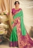 Green silk saree with blouse 11112