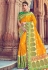 Yellow banarasi silk saree with blouse 3002