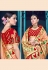 Peach banarasi silk saree with blouse 3012