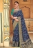 Navy blue banarasi silk festival wear saree 3108