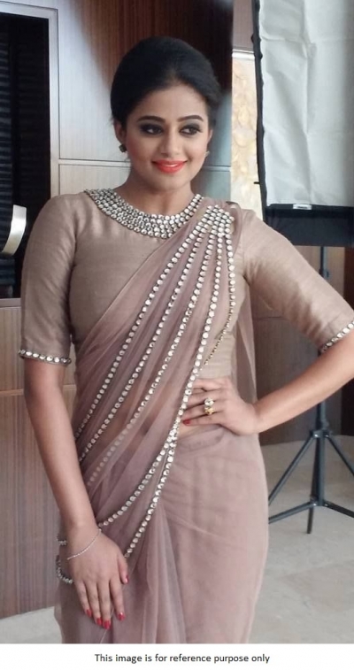 Bollywood Priyamani dusty pink net designer saree