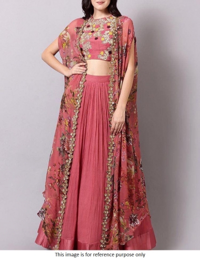 Bollywood model cherry pink georgette lehenga