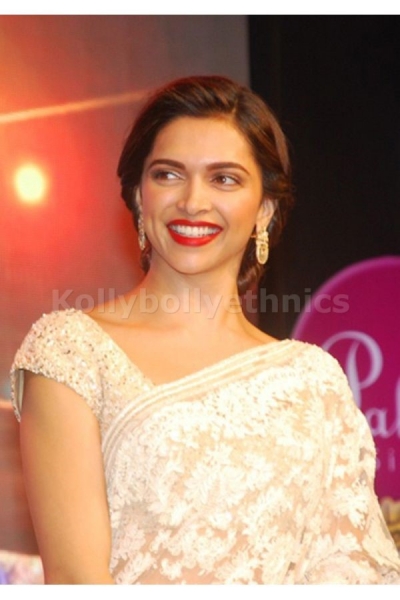 deepika padukone off white saree